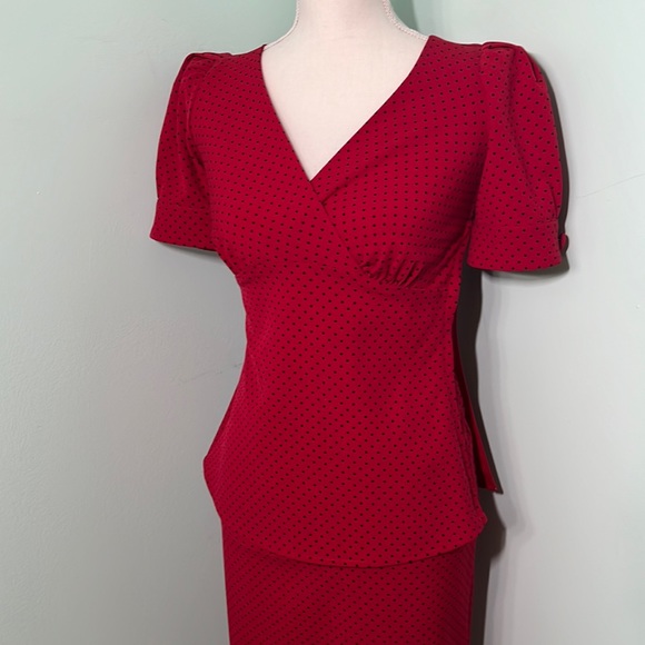 Stop staring 2 piece vintage retro pinup polka dot skirt and blouse - Picture 1 of 11